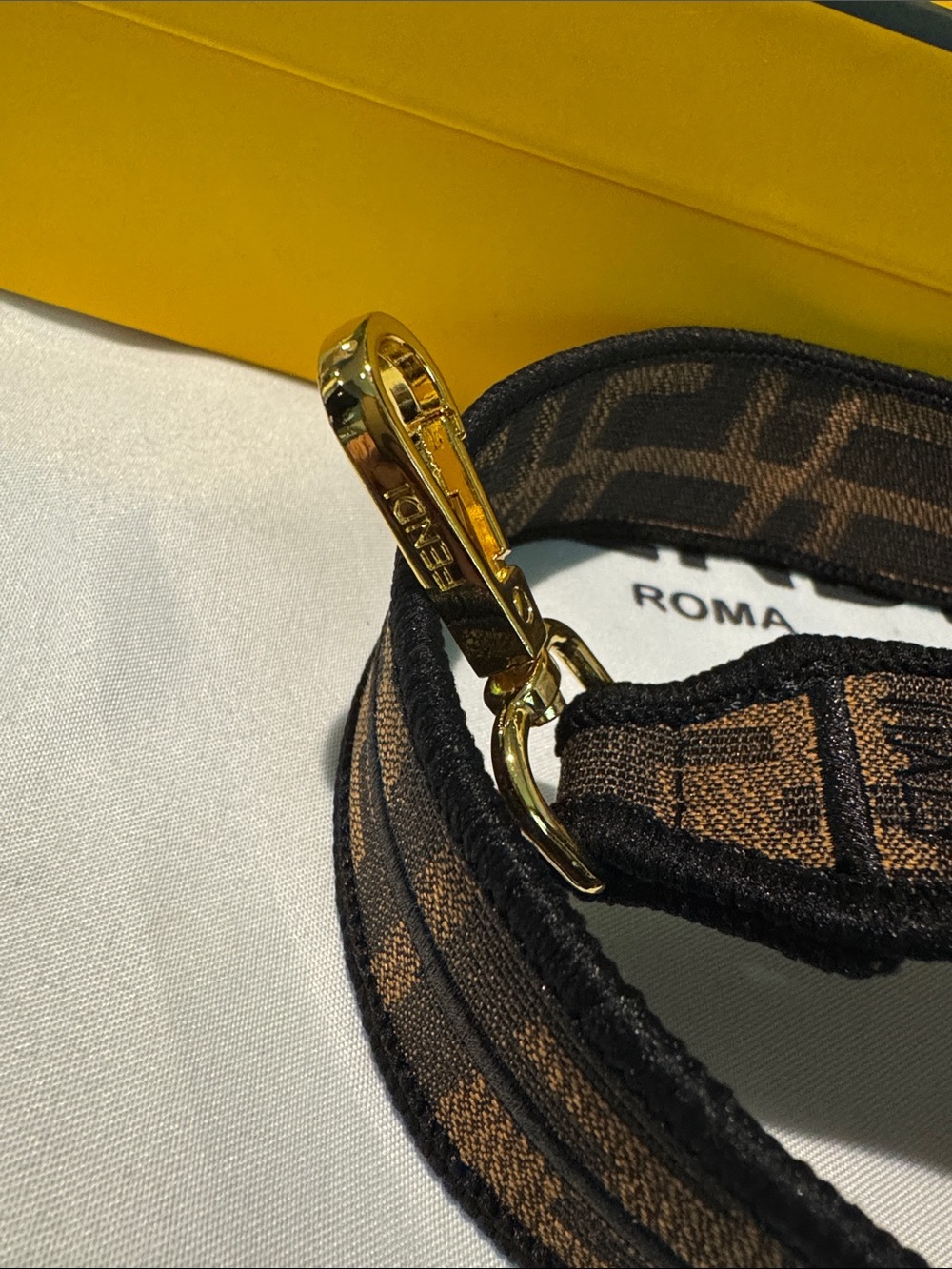 Fendi Brown FF Monogram Baguette Shoulder Bag with Gold Buckle - Picture 2 of 6